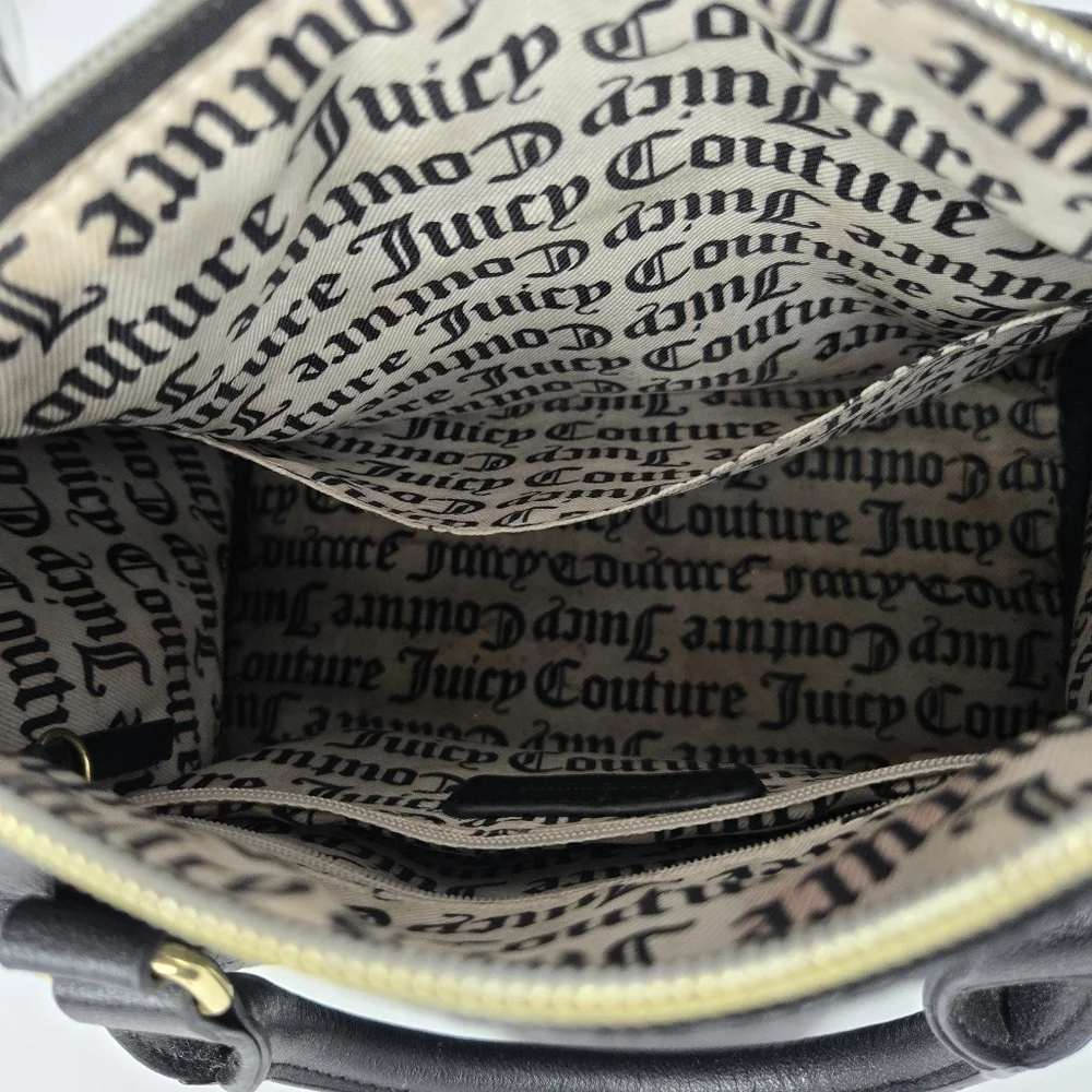 Juicy‎ Couture Speedy Satchel Crossbody Black Embossed bag Pink Heart